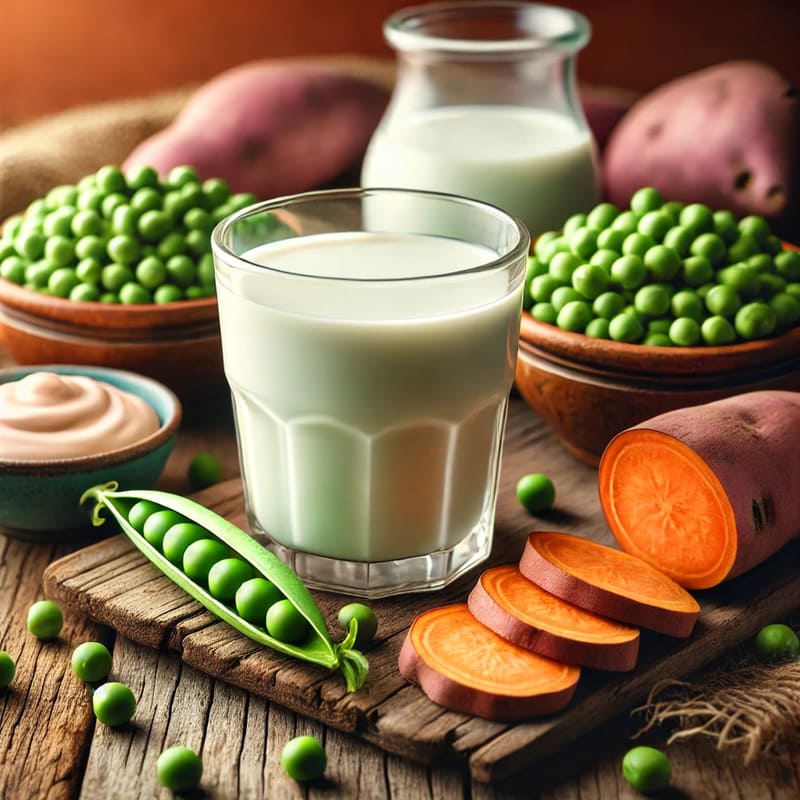 nấu sữa hạt hà lan với khoai lang